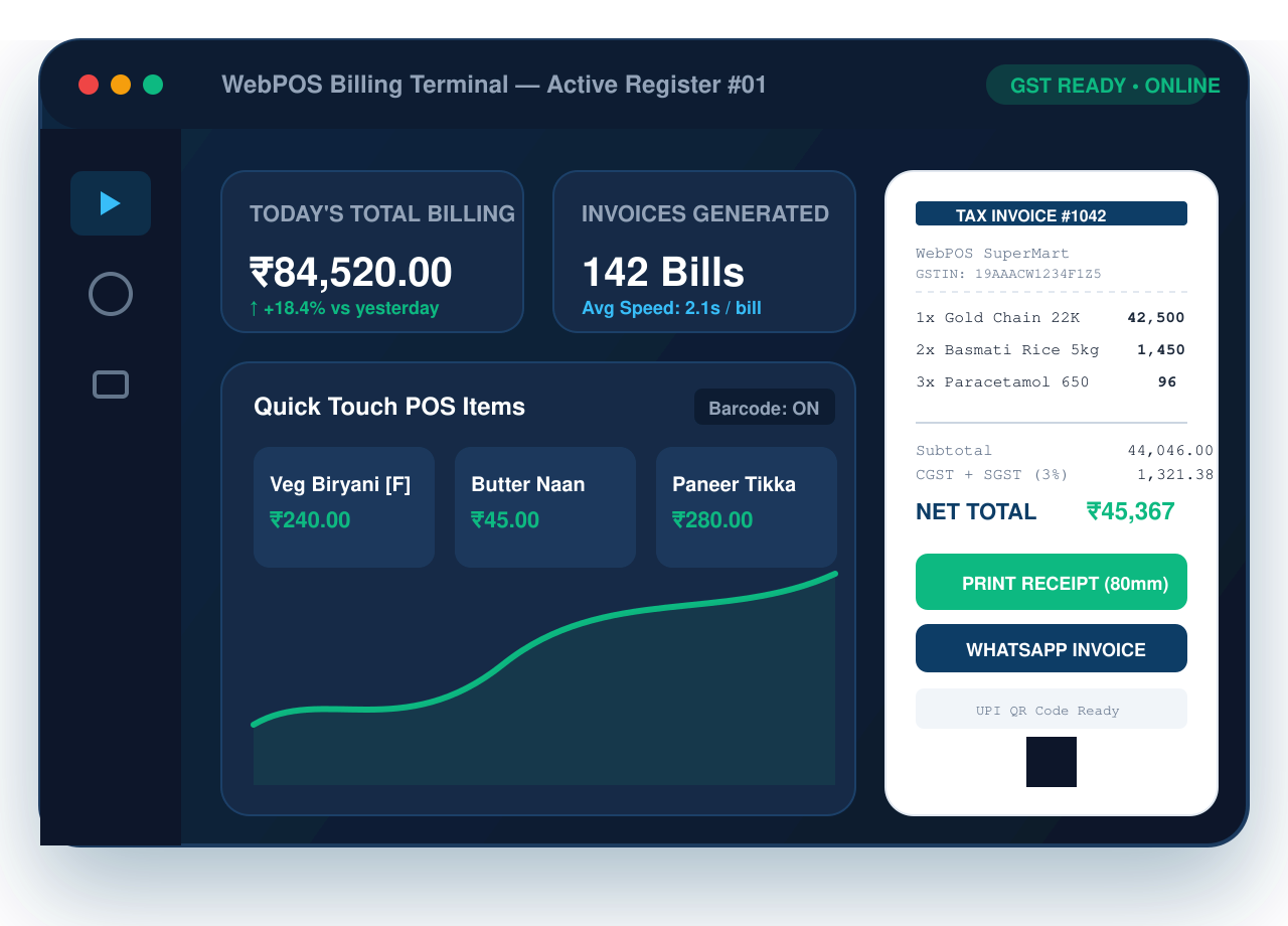WEB ASPIRE Billing Software Terminal Interface